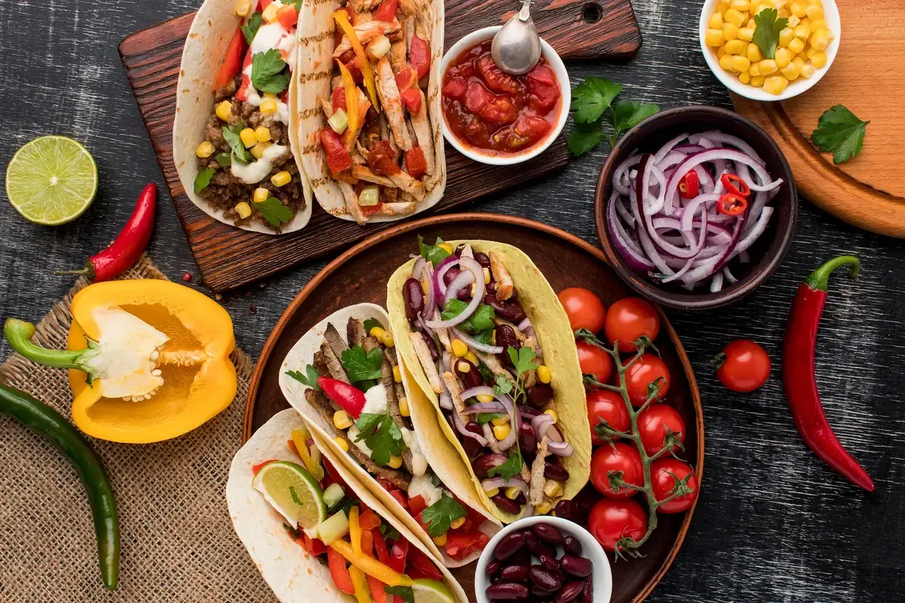 Mexican food and ingredients on plate